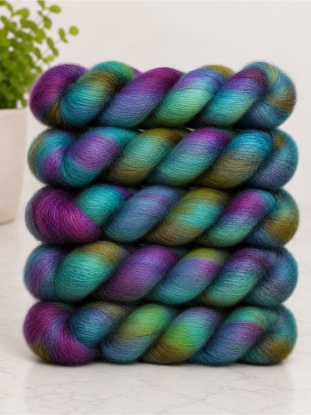 Halo Watercolors Kahlo Lace Suri Alpaca Yarn Bundle 5 Hanks 1,285 Yards - Picture 3 of 5